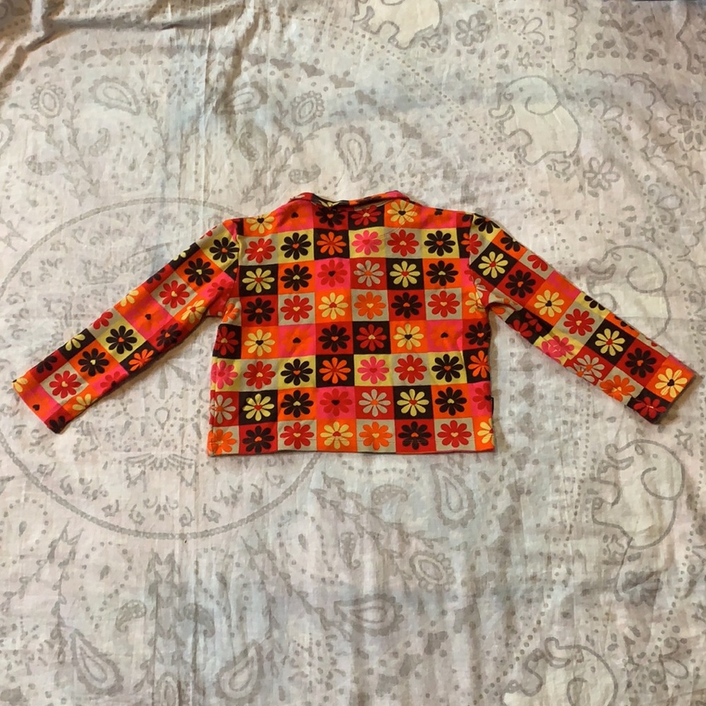 Moschino Junior Flower Orange Red Long Sleeve Zip Shirt Sz Girls 8 - Picture 9 of 15